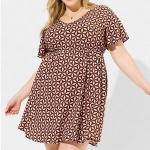 Torrid NWOT's Women's Plus Size Maroon V-Neck Challis Pocket Mini Dress Size 2X